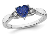 3/4 Carat (ctw) Lab-Created Blue Sapphire Heart Ring in Sterling Silver